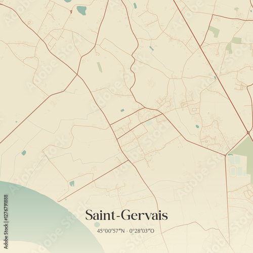Vintage map of Saint-Gervais, France.