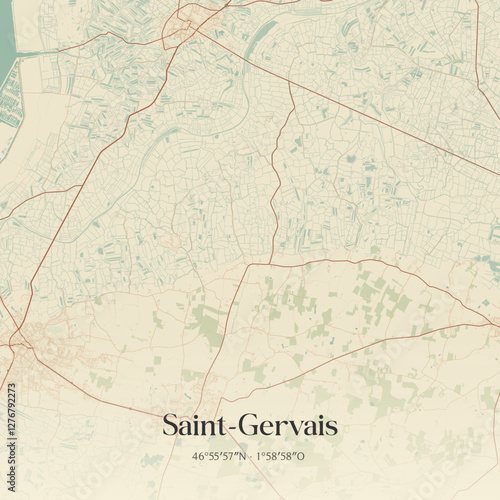 Vintage map of Saint-Gervais, France.