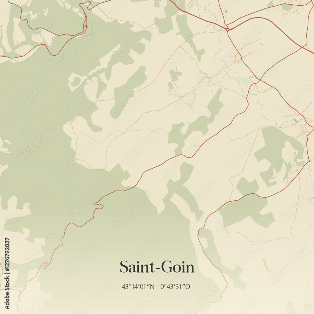 Obraz premium Vintage map of Saint-Goin, France.
