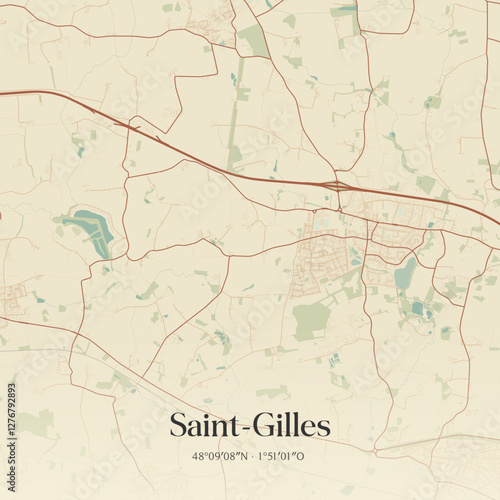 Vintage map of Saint-Gilles, France.
