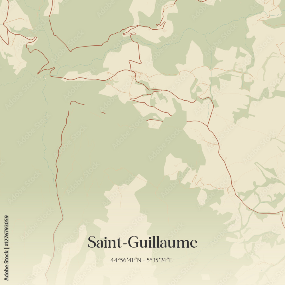 Fototapeta premium Vintage map of Saint-Guillaume, France.