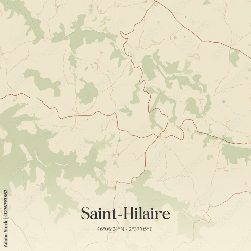 Obraz premium Vintage map of Saint-Hilaire, France.