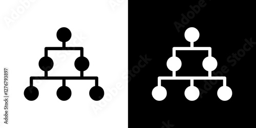 Hierarchical order icon set. vector illustrations in black and white flat solid style