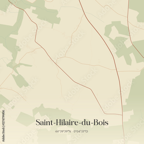 Vintage map of Saint-Hilaire-du-Bois, France.