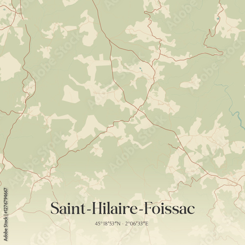 Vintage map of Saint-Hilaire-Foissac, France.