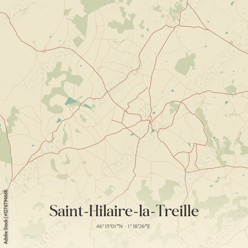 Vintage map of Saint-Hilaire-la-Treille, France.