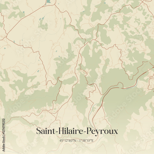 Vintage map of Saint-Hilaire-Peyroux, France.