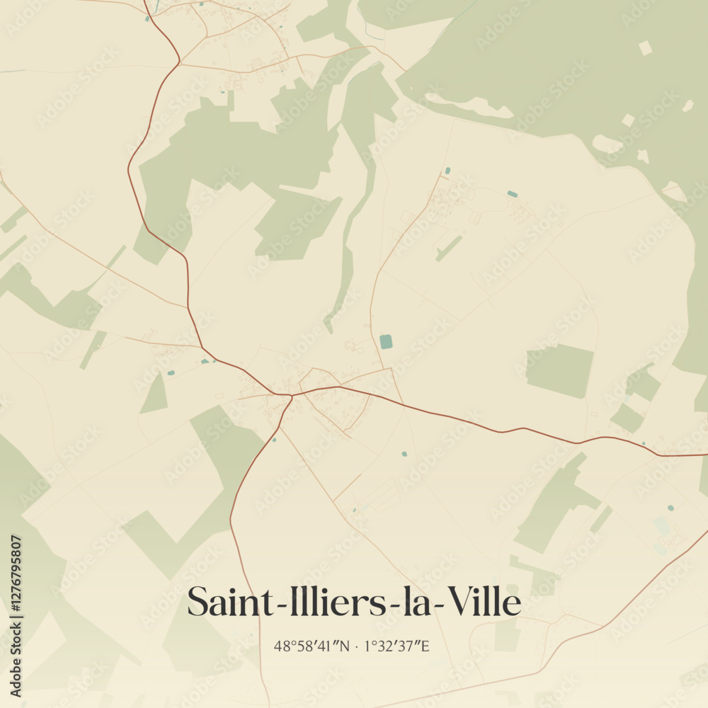Obraz premium Vintage map of Saint-Illiers-la-Ville, France.