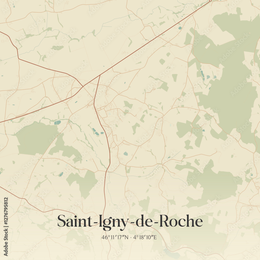 Fototapeta premium Vintage map of Saint-Igny-de-Roche, France.