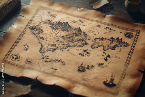 Vintage-Style Fantasy Maps with Intricate Cartography  
 photo