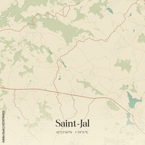 Vintage map of Saint-Jal, France.