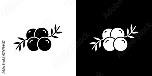 Juniper icon set. vector illustrations in black and white flat solid style