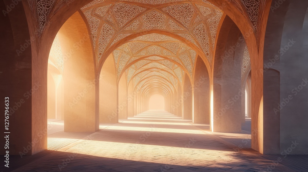 Fototapeta premium Serene Architectural Arches in Soft Morning Light Interior