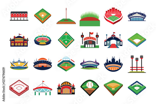 bandle baseball stadium & field illustrations vector