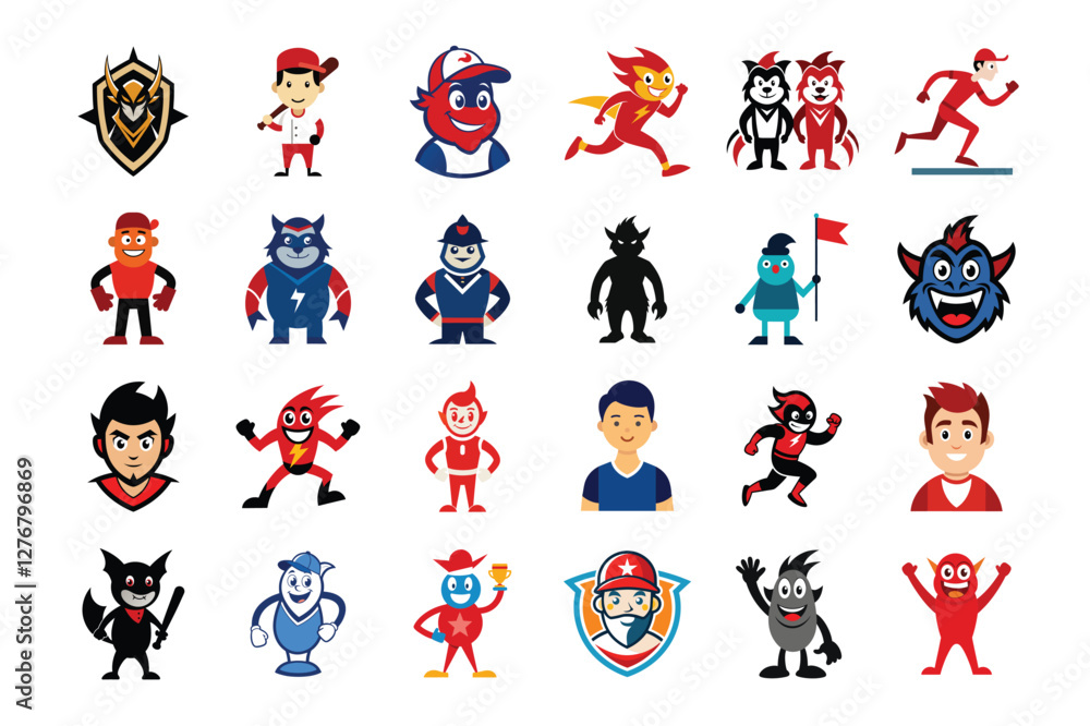 Fototapeta premium bandle baseball mascots & characters vector illustration
