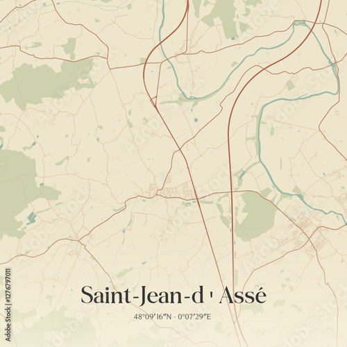 Vintage map of Saint-Jean-d'Assé, France.