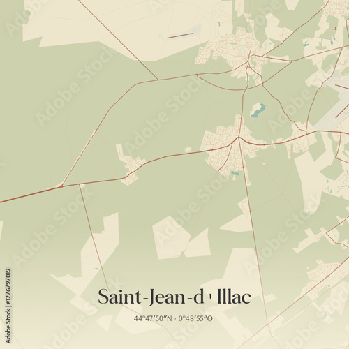 Vintage map of Saint-Jean-d'Illac, France.
