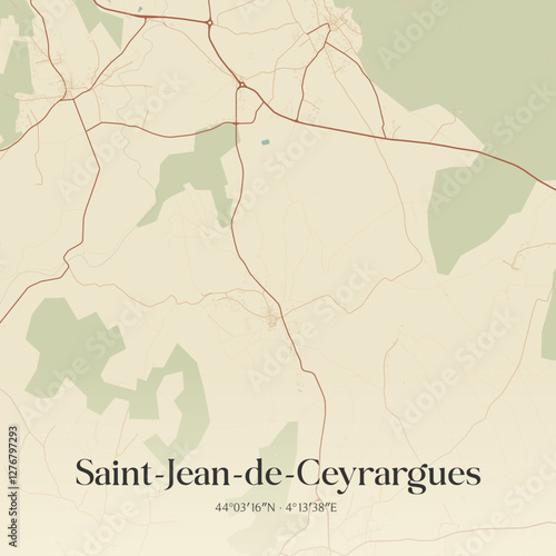 Vintage map of Saint-Jean-de-Ceyrargues, France.