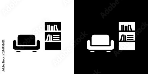 Lounge icon set. vector illustrations in black and white flat solid style