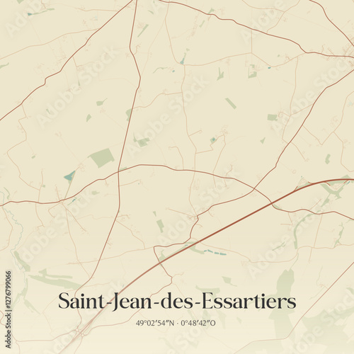 Vintage map of Saint-Jean-des-Essartiers, France.