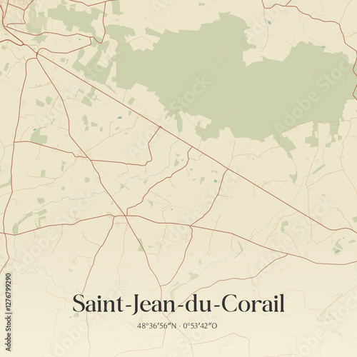 Vintage map of Saint-Jean-du-Corail, France.