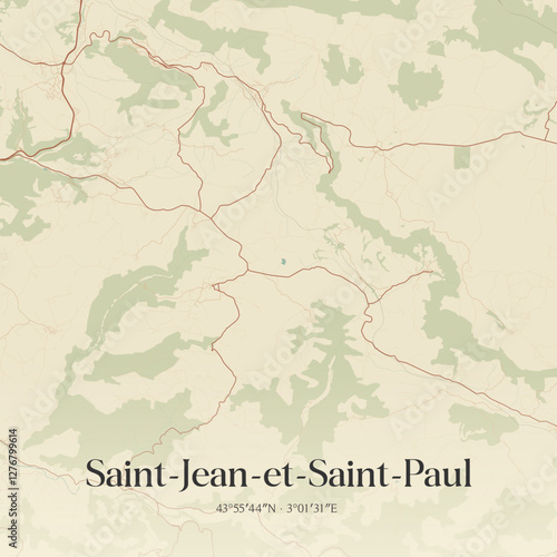 Vintage map of Saint-Jean-et-Saint-Paul, France.