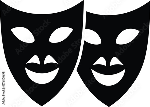 Theater masks  silhouette,masks clipart,Theater masks  vector art