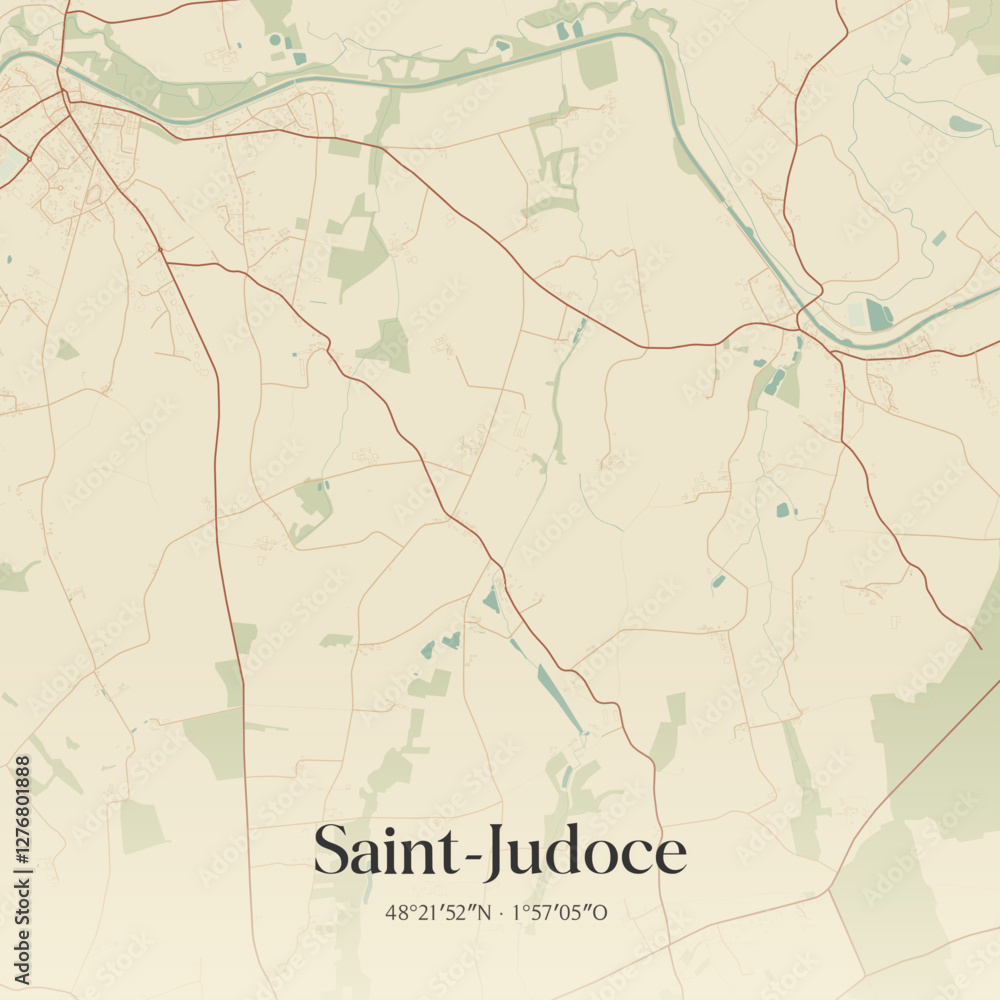 Fototapeta premium Vintage map of Saint-Judoce, France.
