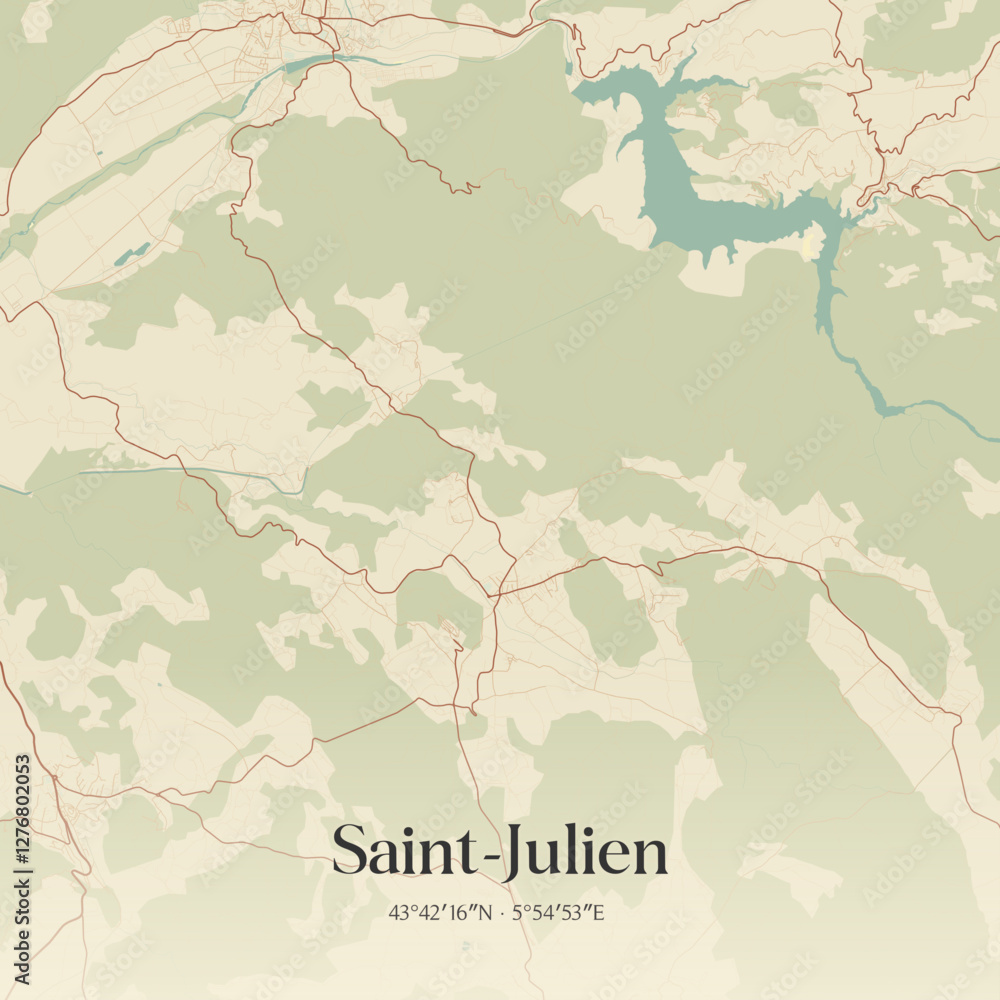 Obraz premium Vintage map of Saint-Julien, France.