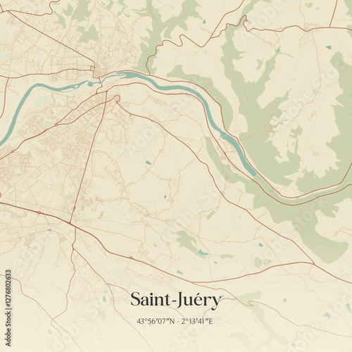 Vintage map of Saint-Juéry, France.