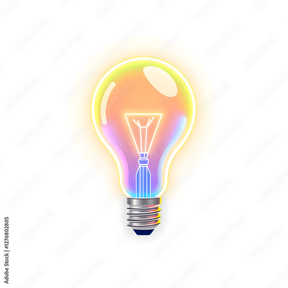 Light bulb holographic 3D icon. neon symbol vector illustration isolated on white background. Generative AI Light bulb holographic 3D icon. neon symbol vector illustration isolated on white background. Generative AI