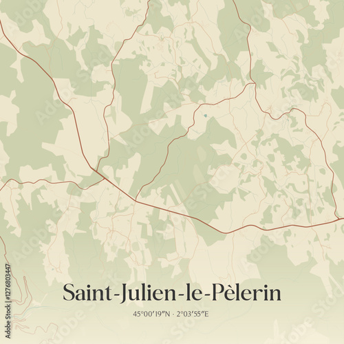 Vintage map of Saint-Julien-le-Pèlerin, France.