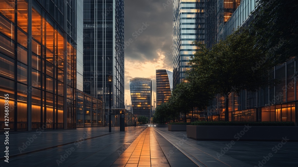 Fototapeta premium High-Rise Buildings in Canary Wharf Business District of London