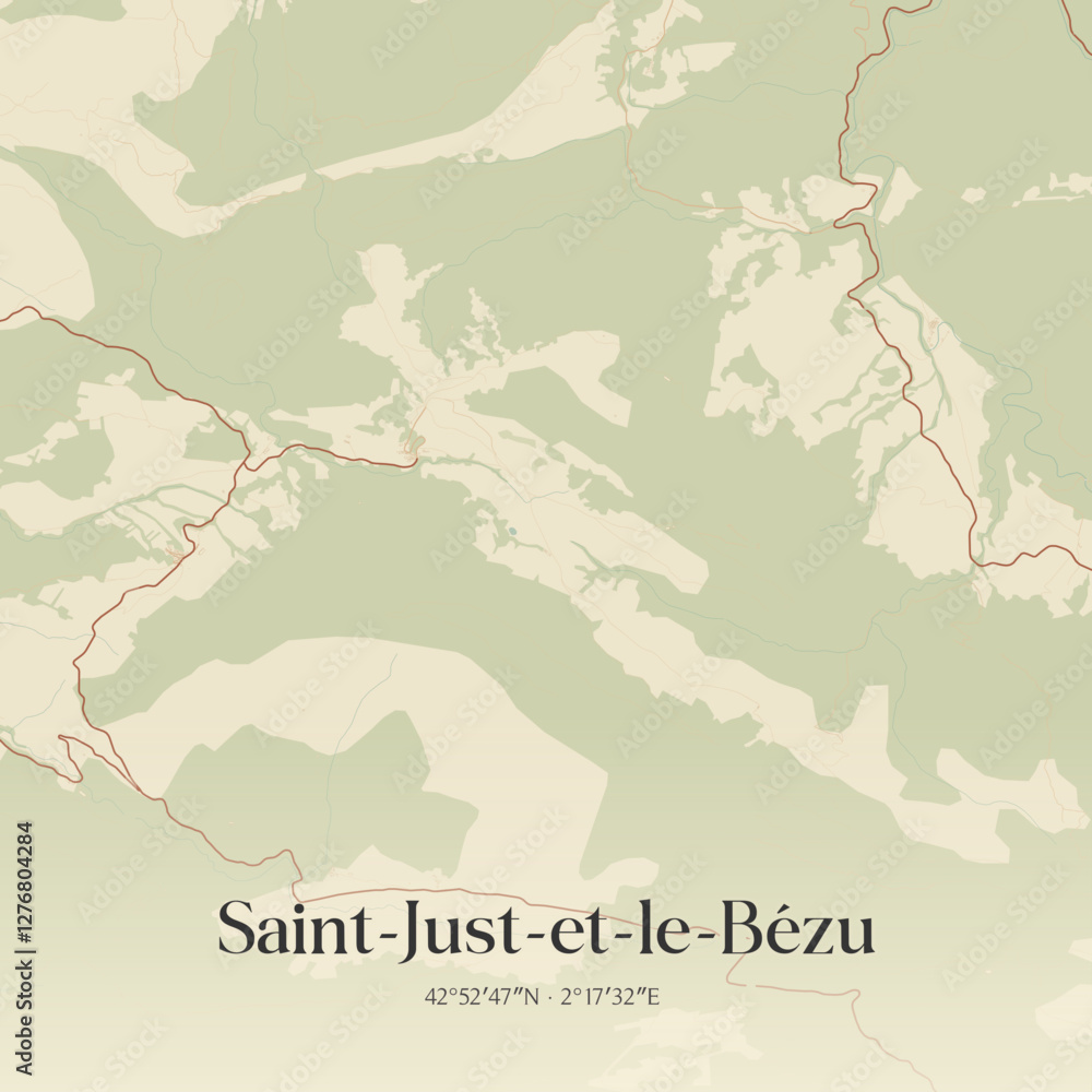 Obraz premium Vintage map of Saint-Just-et-le-Bézu, France.