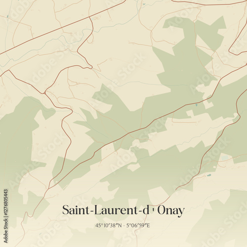 Vintage map of Saint-Laurent-d'Onay, France.