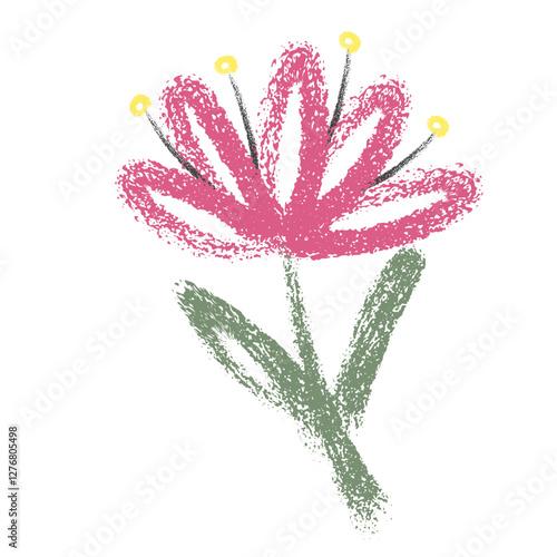 Bring vibrant charm to your designs with our hand-drawn garden flower icon in crayon style—playful, colorful, and uniquely artistic.