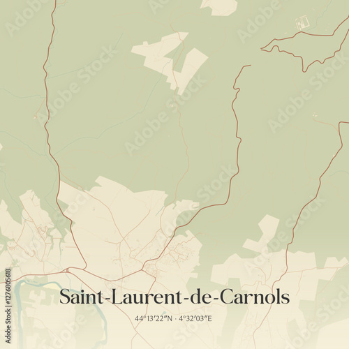 Vintage map of Saint-Laurent-de-Carnols, France.
