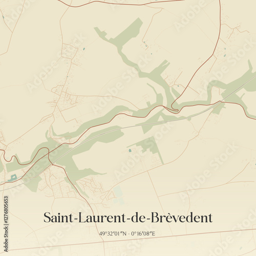 Vintage map of Saint-Laurent-de-Brèvedent, France.