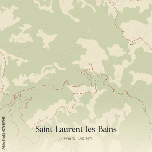 Vintage map of Saint-Laurent-les-Bains, France.