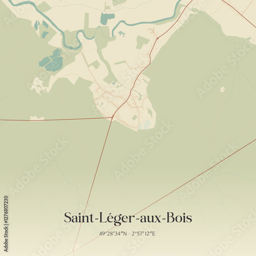 Vintage map of Saint-Léger-aux-Bois, France.