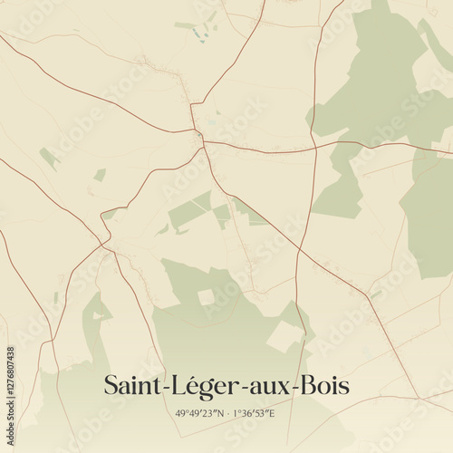 Vintage map of Saint-Léger-aux-Bois, France.