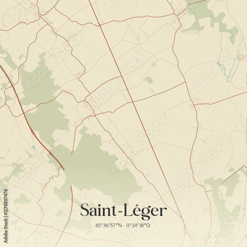 Vintage map of Saint-Léger, France.