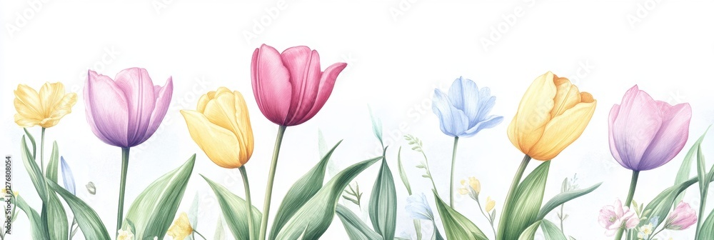 Naklejka premium Beautiful tulip flower in Spring.