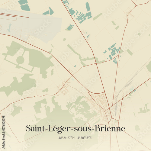 Vintage map of Saint-Léger-sous-Brienne, France.