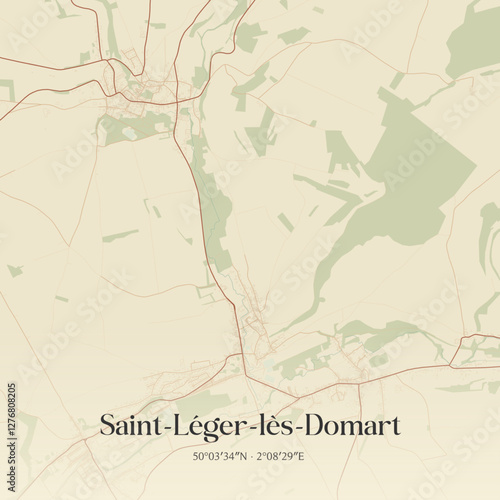 Vintage map of Saint-Léger-lès-Domart, France.
