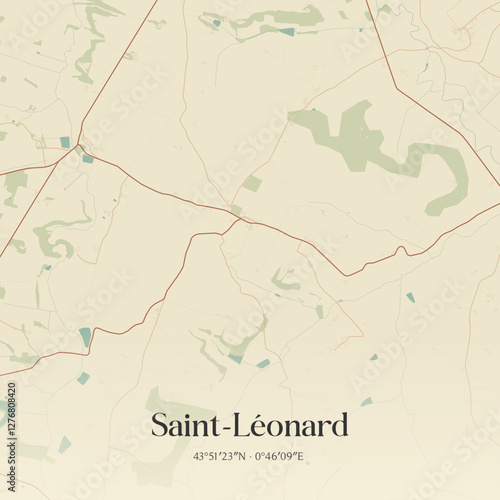Vintage map of Saint-Léonard, France.