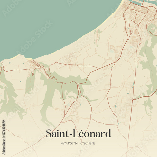 Vintage map of Saint-Léonard, France.