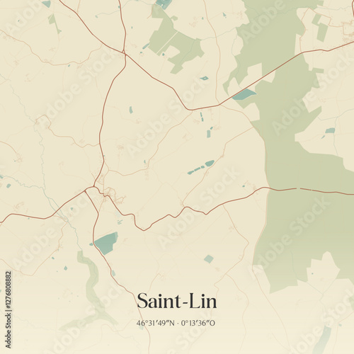 Vintage map of Saint-Lin, France.