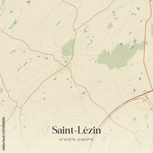 Vintage map of Saint-Lézin, France.