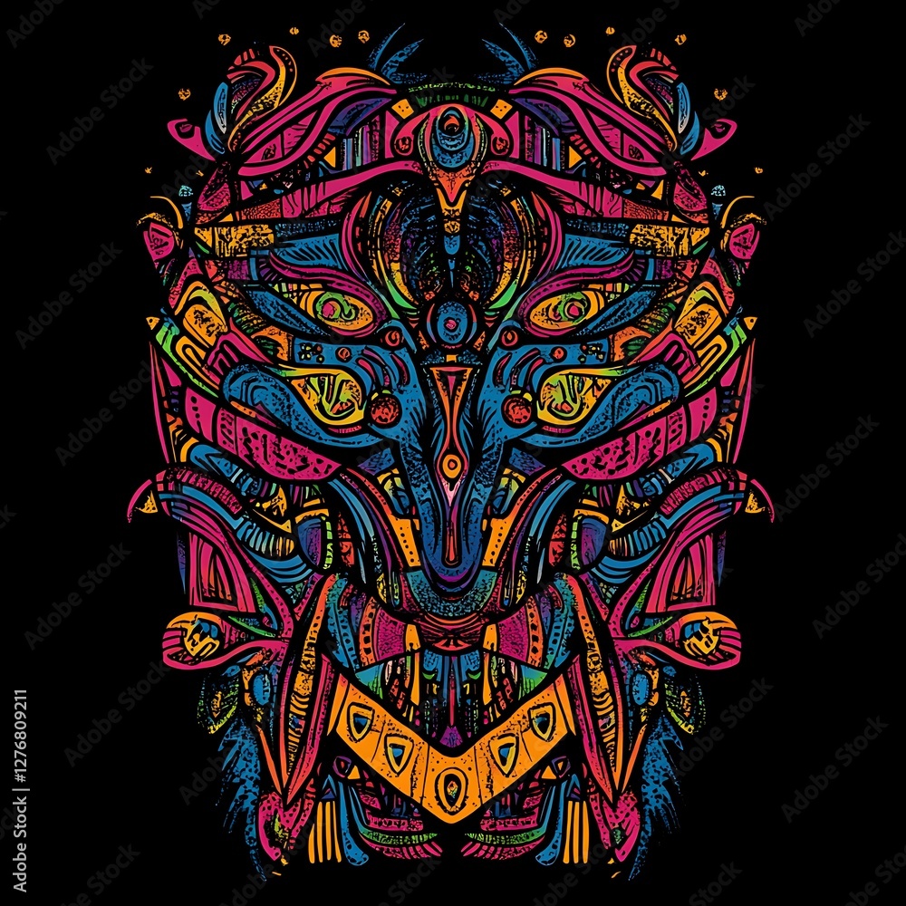 Fototapeta premium Psychedelic vibrant mask art design